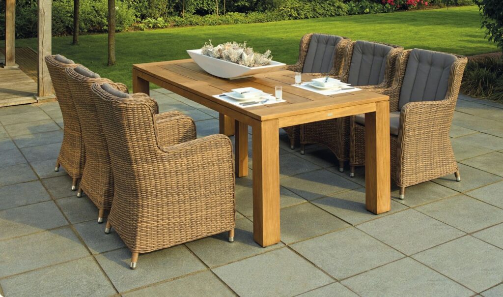 patio with dining table