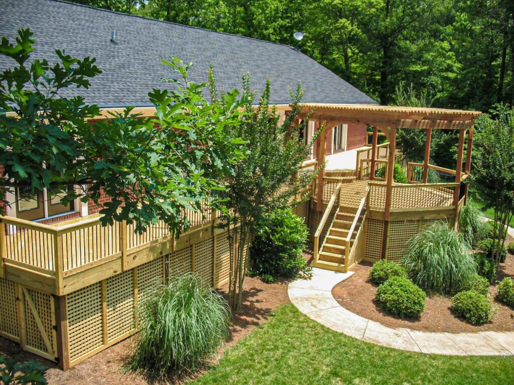 well-built pergola for backyard hardscape ideas