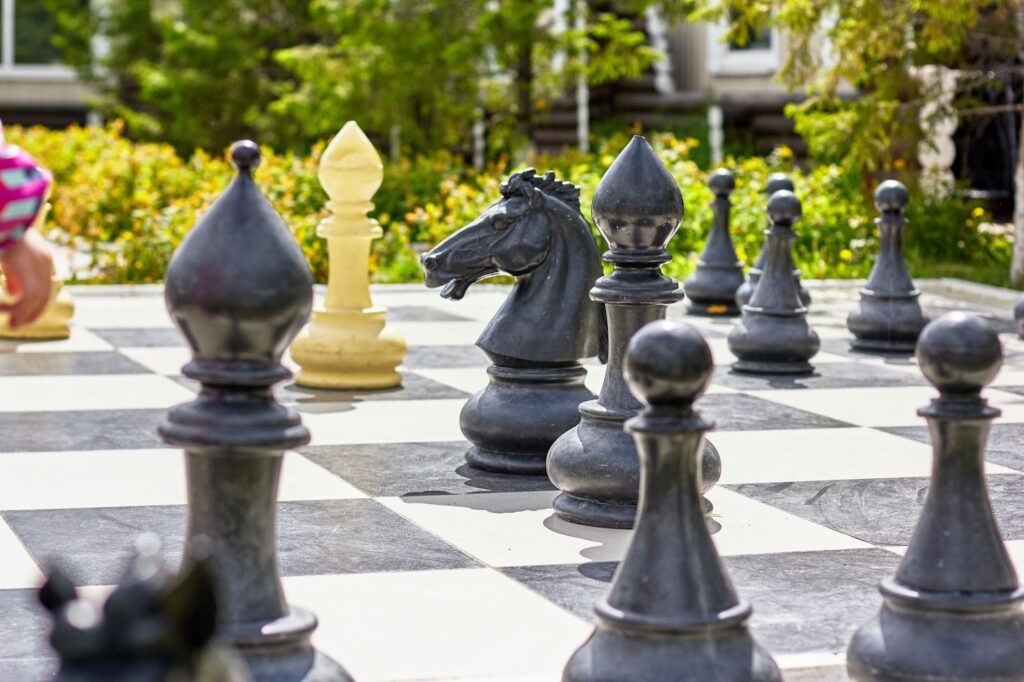 giant chess board for backyard hardscape ideas