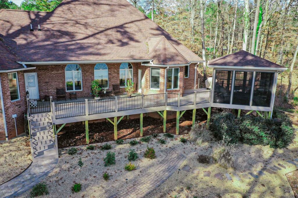 deck with detached porch