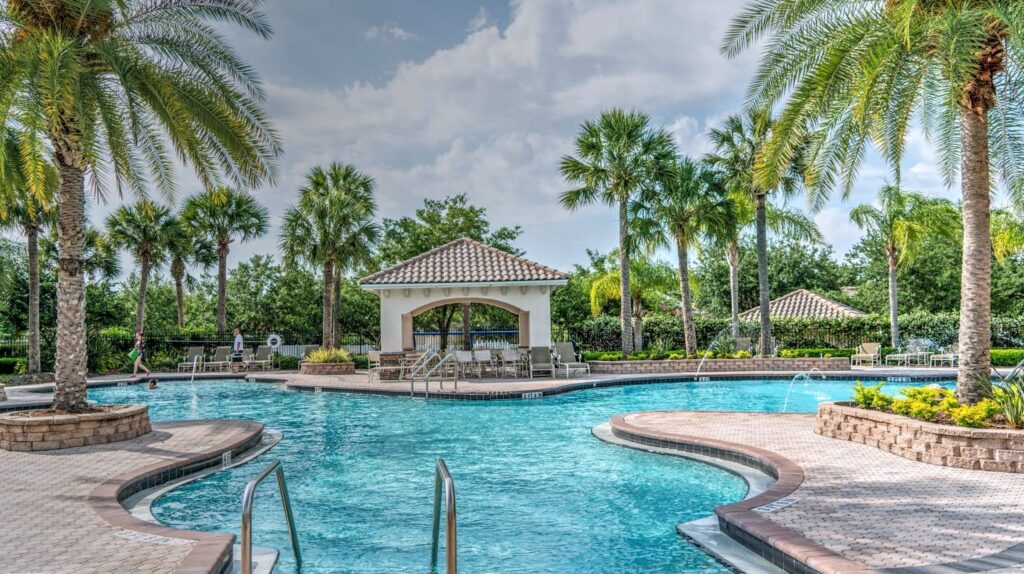 tropical setting with gazebo