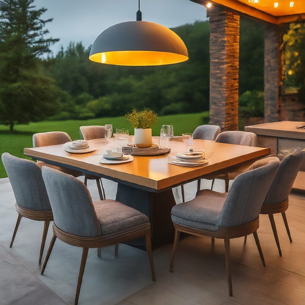 dining table and chairs to eat outside with the family