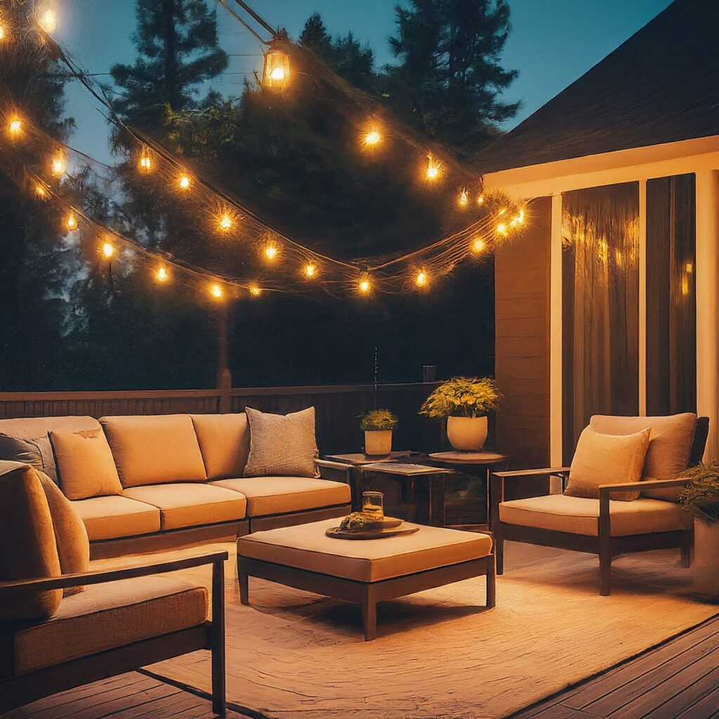 light up luxury home outdoor backyard deck