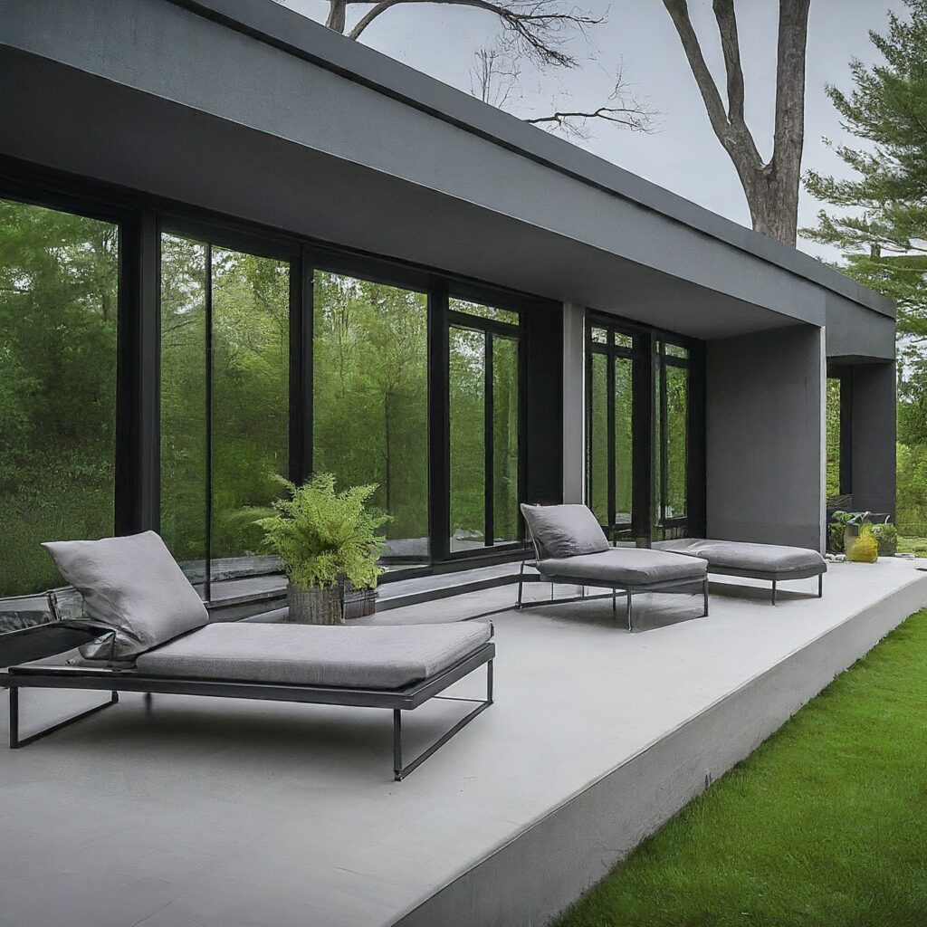 exterior overview of outdoor concrete and metal deck