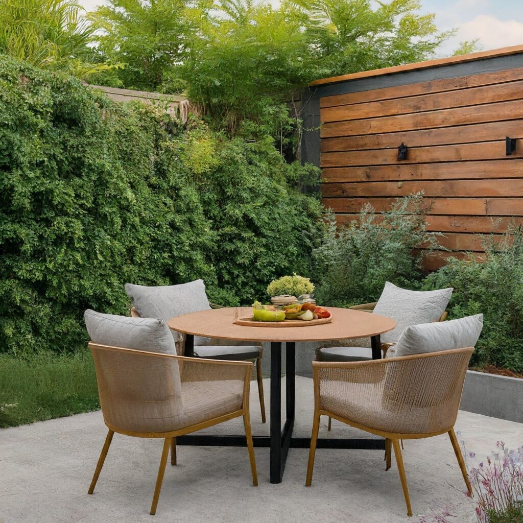 backyard with patio and table with chairs
